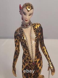 Franklin Mint LEOPARD House of Erte HAND PAINTED Gold Porcelain FIGURINE B8409