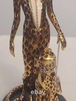 Franklin Mint LEOPARD House of Erte HAND PAINTED Gold Porcelain FIGURINE B8409