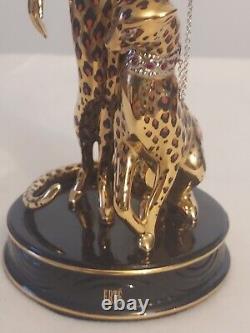 Franklin Mint LEOPARD House of Erte HAND PAINTED Gold Porcelain FIGURINE B8409