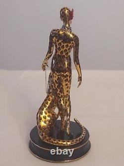 Franklin Mint LEOPARD House of Erte HAND PAINTED Gold Porcelain FIGURINE B8409