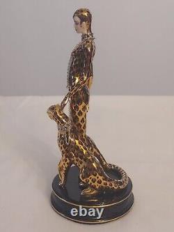 Franklin Mint LEOPARD House of Erte HAND PAINTED Gold Porcelain FIGURINE B8409
