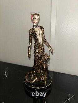 Franklin Mint LEOPARD House of Erte Hand Painted Gold Porcelain Limited Edition