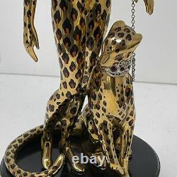 Franklin Mint LE B4878 House of Erte Porcelain LEOPARD Lady 9 Figurine