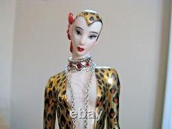 Franklin Mint LE B8693 House of Erte Porcelain LEOPARD & Lady 9 Figurine