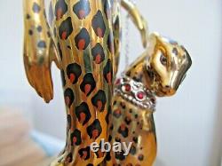 Franklin Mint LE B8693 House of Erte Porcelain LEOPARD & Lady 9 Figurine