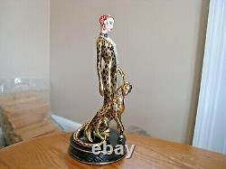 Franklin Mint LE B8693 House of Erte Porcelain LEOPARD & Lady 9 Figurine