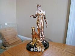 Franklin Mint LE M1790 House of Erte Porcelain OCELOT Lady & Cat 83/4 Figurine