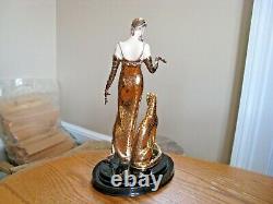 Franklin Mint LE M1790 House of Erte Porcelain OCELOT Lady & Cat 83/4 Figurine