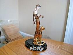 Franklin Mint LE M1790 House of Erte Porcelain OCELOT Lady & Cat 83/4 Figurine