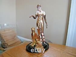 Franklin Mint LE M1790 House of Erte Porcelain OCELOT Lady & Cat 83/4 Figurine