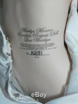 Franklin Mint LOVE MARILYN Monroe Porcelain Seated Doll White Dress Silver Bench