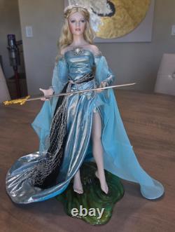 Franklin Mint Lady Of the Lake Camelot Porcelain Doll Excalibur Sword &Stand