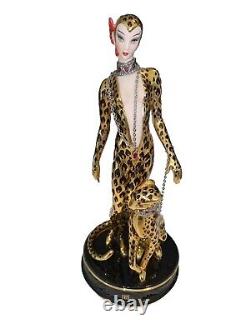 Franklin Mint Leopard House of ERTE Hand Painted Gold Porcelain Figurine M4105