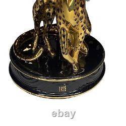Franklin Mint Leopard House of ERTE Hand Painted Gold Porcelain Figurine M4105