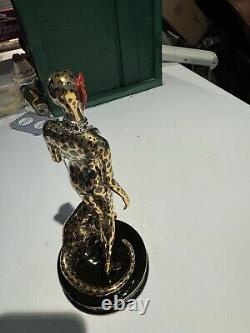 Franklin Mint Leopard House of ERTE Hand Painted Gold Porcelain Figurine M4105