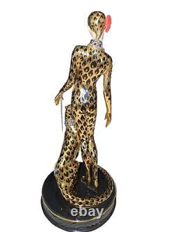 Franklin Mint Leopard House of ERTE Hand Painted Gold Porcelain Figurine M4105
