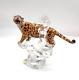 Franklin Mint Leopard Porcelain Sculpture On Lead Crystal Base