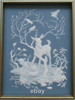 Franklin Mint Lot 4 Seasons Woodland Animals Procelain Parian Incolay Wall Art