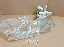 Franklin Mint Majestic Snow Leopard Figurine on Lead Crystal Mountainside