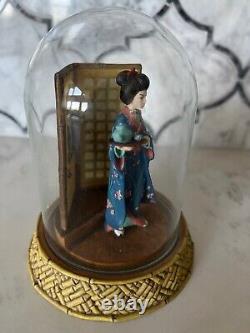 Franklin Mint Manabu Saito Figure Tea Ceremony Fine Porcelain Covered with Glass