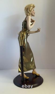 Franklin Mint Marilyn Monroe Gold Dress Porcelain Doll with Stand & Perfume Bottle