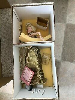 Franklin Mint Marilyn Monroe Gold Lame Porcelain Doll- never removed from box