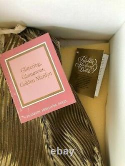 Franklin Mint Marilyn Monroe Gold Lame Porcelain Doll- never removed from box