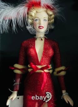 Franklin Mint Marilyn Monroe Night Before Christmas Portrait Doll NIB Red Gown