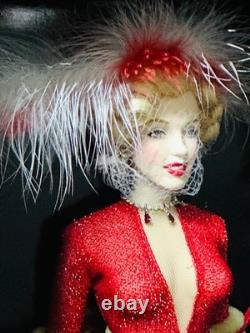 Franklin Mint Marilyn Monroe Night Before Christmas Portrait Doll NIB Red Gown