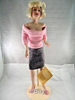 Franklin Mint Marilyn Monroe Porcelain Doll Sweater Girl In Box