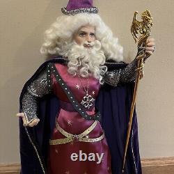 Franklin Mint Merlin Magician Wizard Camelot Series Porcelain Doll Hat Staff