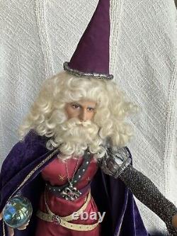 Franklin Mint Merlin Wizard Camelot Series Porcelain Doll Hat Staff Orb