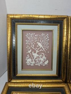 Franklin Mint Nature's Four Seasons Parian Porcelain Set (4) Framed Plaques 1977