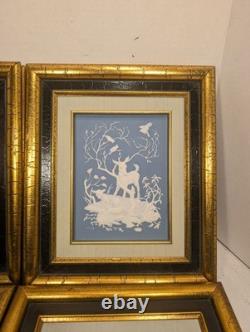 Franklin Mint Nature's Four Seasons Parian Porcelain Set (4) Framed Plaques 1977