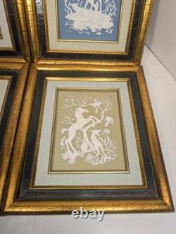 Franklin Mint Nature's Four Seasons Parian Porcelain Set (4) Framed Plaques 1977