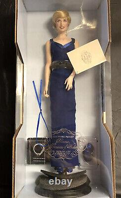 Franklin Mint PRINCESS of WALES DIANA Porcelain Doll Great Blue Dress NIB F2-7
