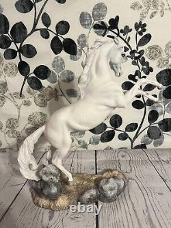 Franklin Mint Pamela Du Boulay Porcelain Horse Silver 1992 Paladium 10.5 X 11