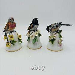 Franklin Mint Peter Barrett Porcelain Birds Bell 3 Pieces Hand-painted Vintage