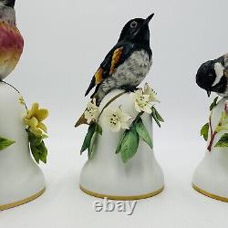 Franklin Mint Peter Barrett Porcelain Birds Bell 3 Pieces Hand-painted Vintage