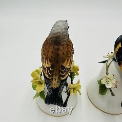 Franklin Mint Peter Barrett Porcelain Birds Bell 3 Pieces Hand-painted Vintage