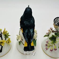 Franklin Mint Peter Barrett Porcelain Birds Bell 3 Pieces Hand-painted Vintage