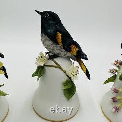 Franklin Mint Peter Barrett Porcelain Birds Bell 3 Pieces Hand-painted Vintage