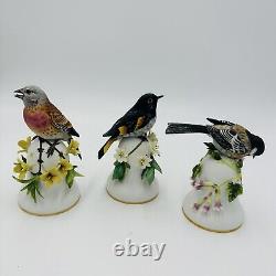 Franklin Mint Peter Barrett Porcelain Birds Bell 3 Pieces Hand-painted Vintage