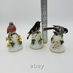 Franklin Mint Peter Barrett Porcelain Birds Bell 3 Pieces Hand-painted Vintage