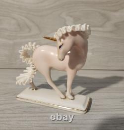 Franklin Mint Pink White Lace Porcelain Unicorn Treasury Figurine David Cornell