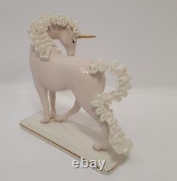 Franklin Mint Pink White Lace Porcelain Unicorn Treasury Figurine David Cornell