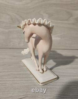 Franklin Mint Pink White Lace Porcelain Unicorn Treasury Figurine David Cornell