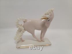 Franklin Mint Pink White Lace Porcelain Unicorn Treasury Figurine David Cornell