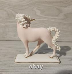 Franklin Mint Pink White Lace Porcelain Unicorn Treasury Figurine David Cornell