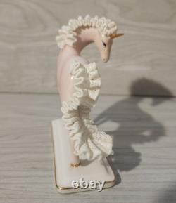 Franklin Mint Pink White Lace Porcelain Unicorn Treasury Figurine David Cornell